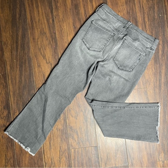 Crescent Drive Gray Button Fly Raw Hem Flare Jeans - Picture 2 of 4